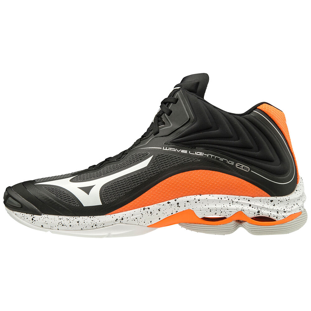 Mizuno Men's Wave Lightning Z6 Mid Volleyball Shoes Black/White/Orange (V1GA200553-TKW)